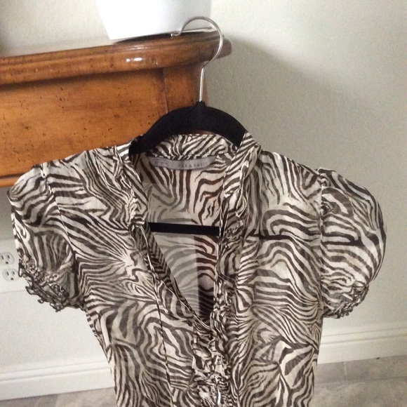 Zara 100% Silk, zebra print blouse - Picture 3 of 4